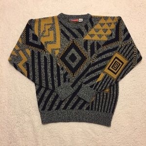 VTG 80’s 90’s Geometric Chunky Knit Sweater